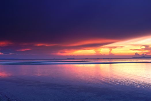 HDR tropical seascape sunset background