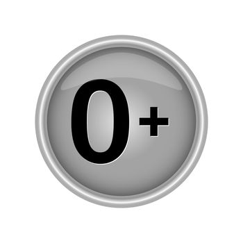 Round colored button indicating the age restriction 0+