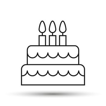 Linear birthday cake Icon for logo, design and decoration of web