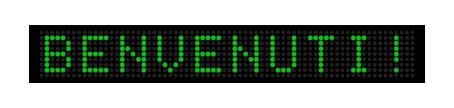 Led display with the inscription WELCOME! language Italian