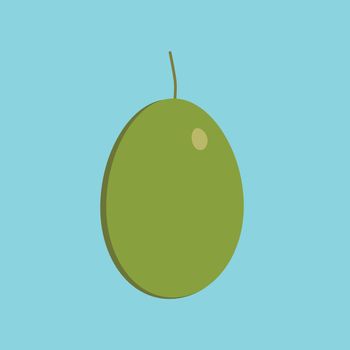 Green olive icon in flat design with blue background