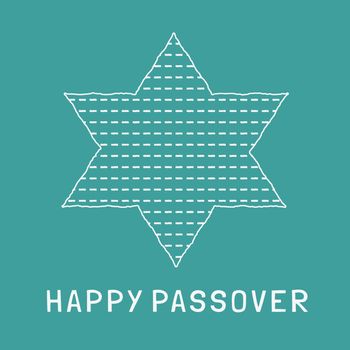 Passover holiday flat design white thin line icons of matzot in 