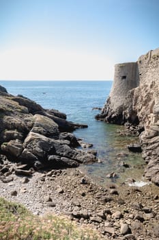 ruin of the old medieval castle south of the island of yeu, Vend