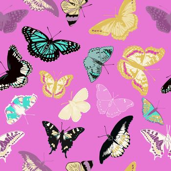 seamless pattern of realistic butterflies. vector illustration