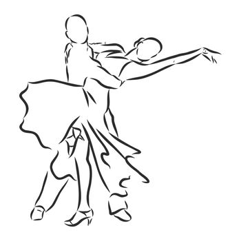 Latin dancing, couple dancing , vector, sketch on a white background