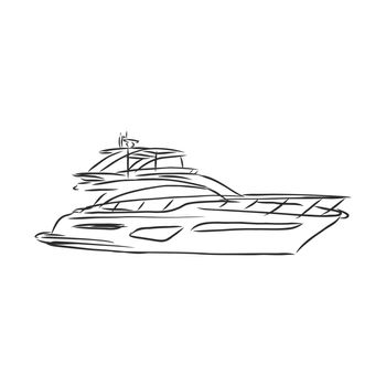 image of modern yacht drawing, vector sketch