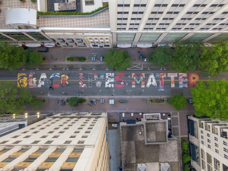 A Black Lives Matter Mural Is Painted On Tryon Street In Charlotte, NC
