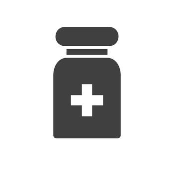 Pills Tube Glyph Vector Icon. Isolated on the White Background. Editable EPS file. Vector illustration.