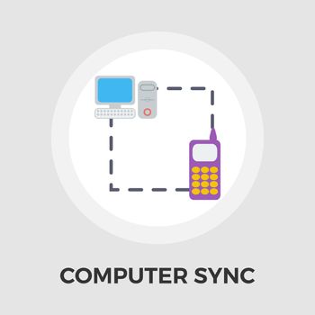 Computer sync single flat icon.