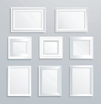 isolated white picture frame on wall vector illustration EPS10