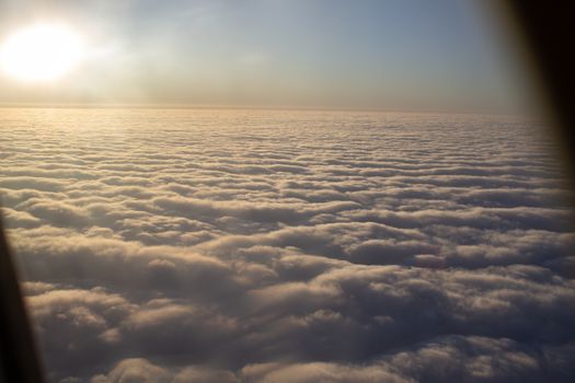 Wide cloud landscape aerial view from a plane