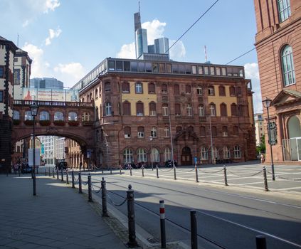 Street view of Frankfurt. Frankfurt am Main is the largest city in the German state of Hesse and the fifth-largest city in Germany.