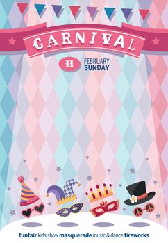 Colorful greeting poster for Carnival Party.
