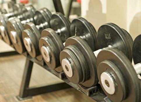 Dumbell weights in a gym