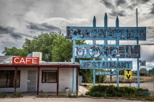 Abandoned Frontier Motel on historic route 66 in Arizona