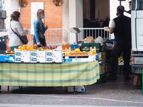 Cremona, Lombardy, Italy - 16 th may 2020 - People grocery shopp