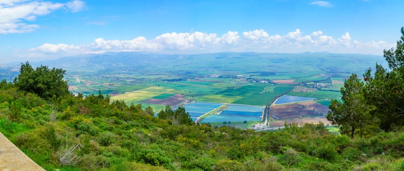 Panoramic view of the Hula Valley landscape