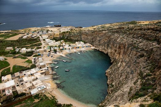 Inland sea harbor (Il-Qawra) on Gozo island, Malta