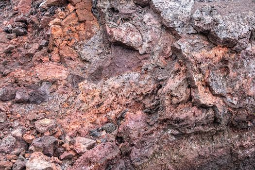 Closeup of inner red pieces of 2018 Kilauea volcano lava, Leilan