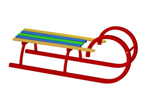 Wooden canadian sledge - colorful