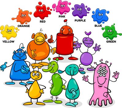basic colors with aliens characters group