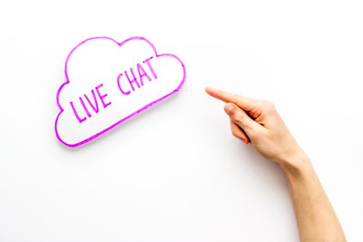 Live chat communication concept - words on white background top view