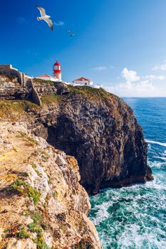 Lighthouse of Cabo Sao Vicente, Sagres, Portugal. Farol do Cabo 