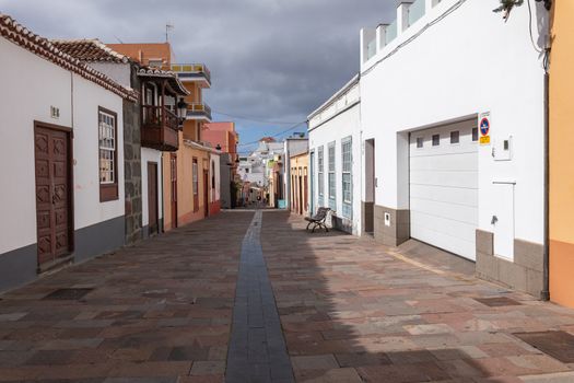 Beautiful colorful streets of old colonial town in Los Llanos de