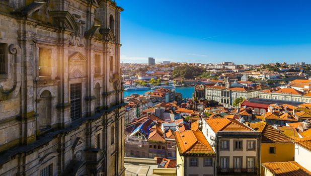 Porto, Portugal old town on the Douro River. Oporto panorama.