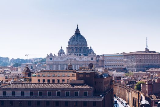 Vatican city. St Peter's Basilica. Panoramic view of Rome and St