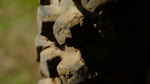Close up of off road motorcycle tire texture