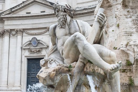 Zeus Statue in Bernini's Fountain of the Four Rivers in the Piaz