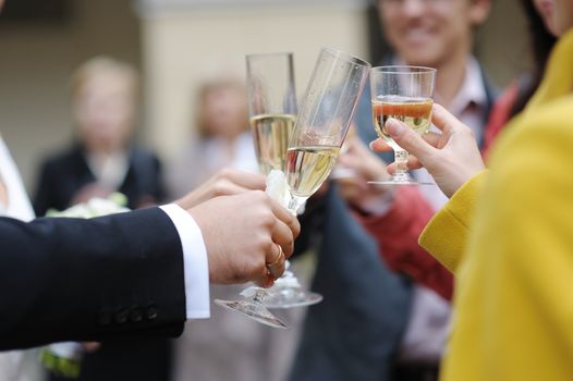 Wedding celebration with champagne glasses