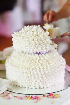 Fancy white wedding cake