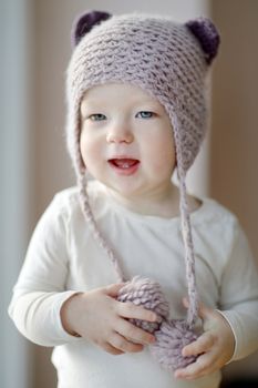 Adorable little girl with a kitty hat