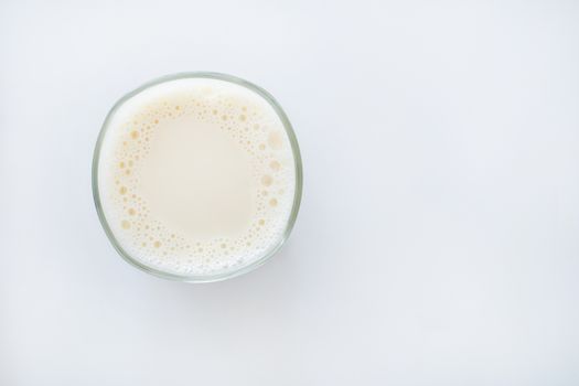 Soy milk in glass  on white background.