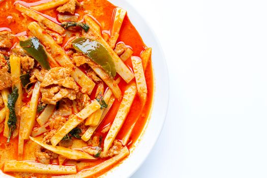 Red curry preserved bamboo shoot with pork