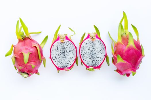 Dragon fruit, pitaya isolated on white. 