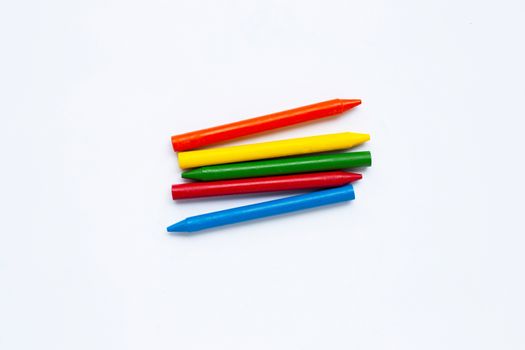 Colorful crayon on white