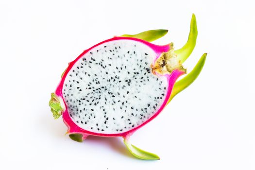 Dragon fruit, pitaya isolated on white. 