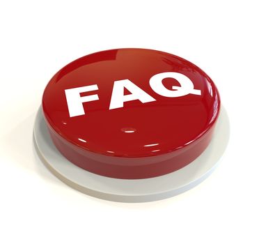 3d rendering of a red button with FAQ written on it isolated on 