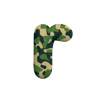 Army letter R - Lower-case 3d Camo font - Army, war or survivalism concept