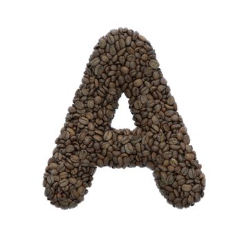 Coffee letter A - Capital 3d roasted beans font - suitable for Coffee, energy or insomnia related subjects