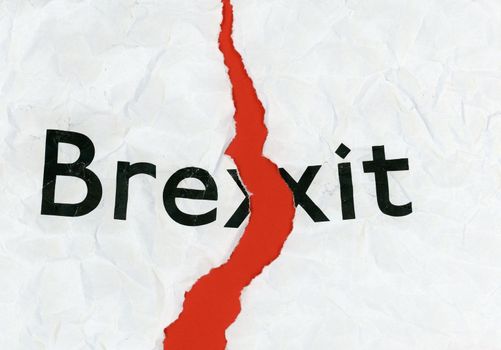 Brexit on torn paper
