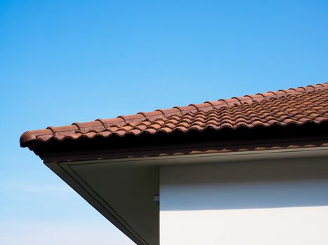construction roof of house built with clay tiles, home