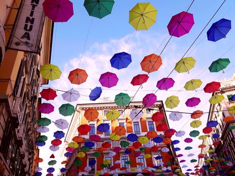 Pride colours umbrellas