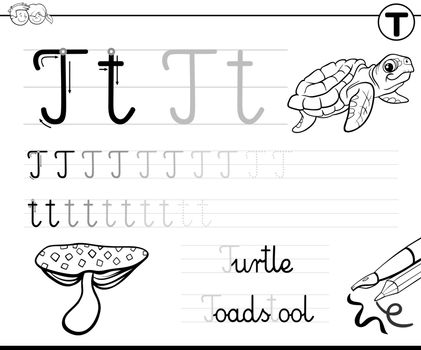 learn to write letter T workbook for children