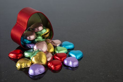 Chocolate candies in multicolored foils