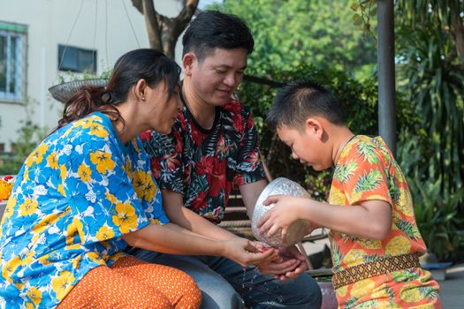 Songkran Festival bathe with respect to parents