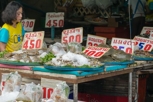 Thai street food, seafood shellfish and crabs